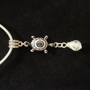 Silver,Black,White & Gray Turtle Shell Necklace